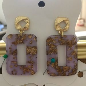 Gold leaf acrylic earrings